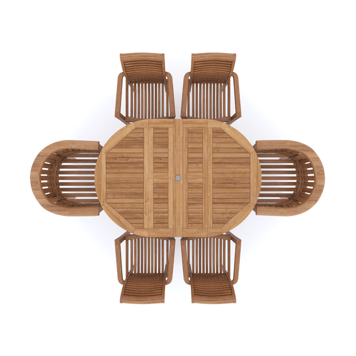 top view of valencia teak dining set