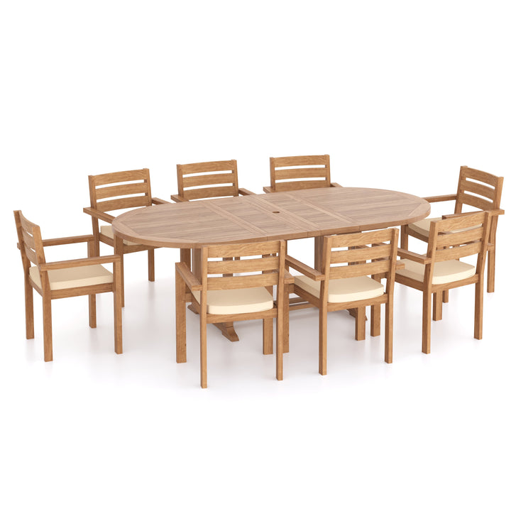 180-240cm Teak Oval Table and 8 Marlow Chairs