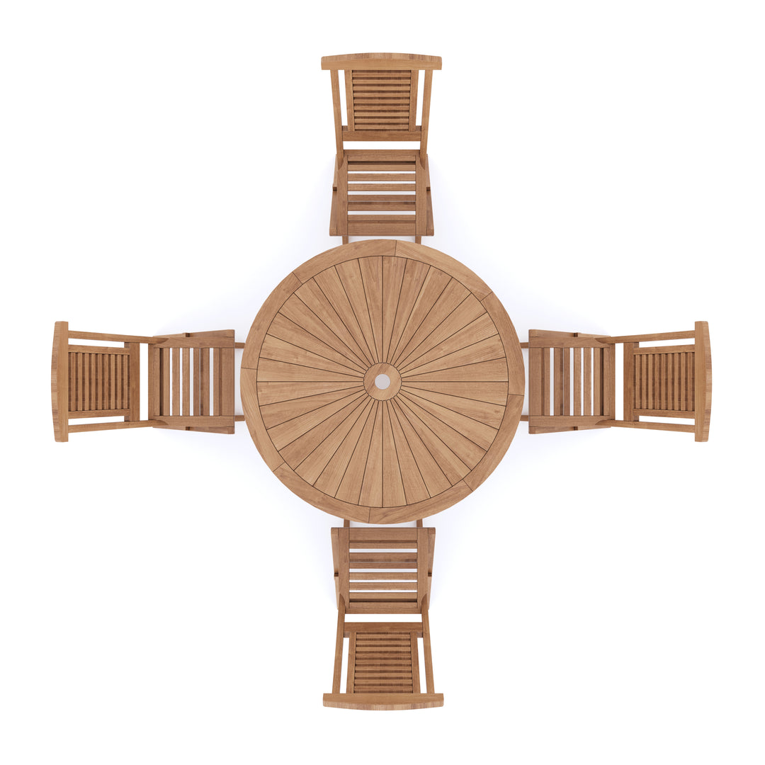 Top view of Teak  Sunshine Folding Table (4 Folding Chairs)
