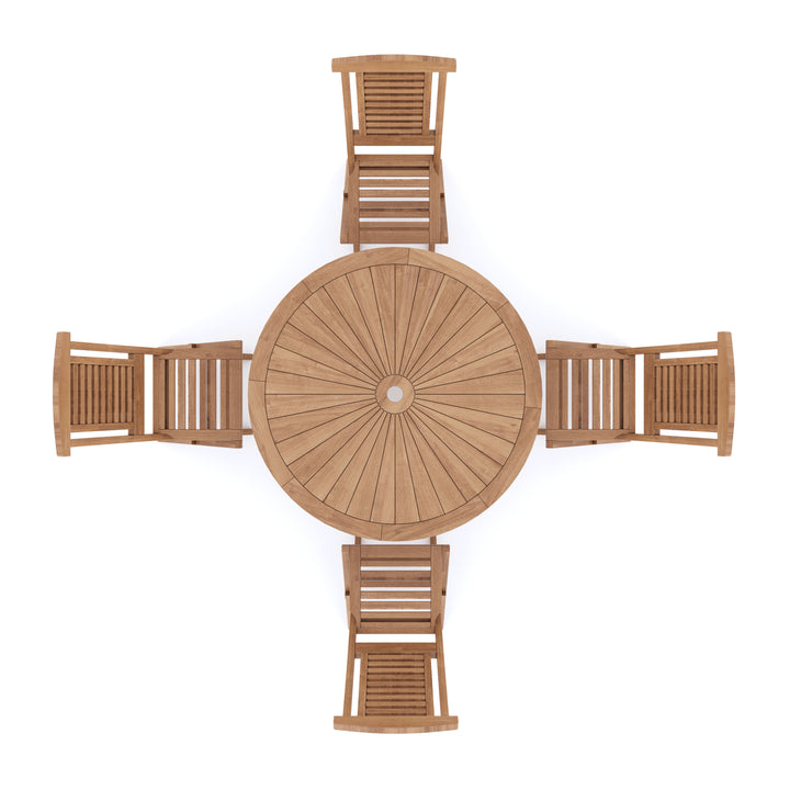 Top view of Teak  Sunshine Folding Table (4 Folding Chairs)