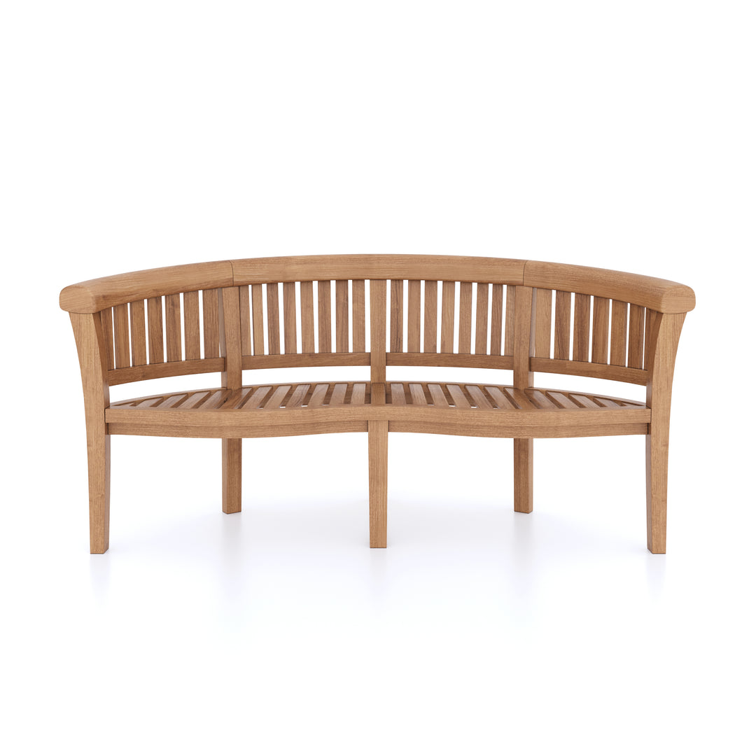 This is Eterna Homes sustainable teak garden furniture outdoor dining chairs, consisting of teak bench and cushion. All of our teak wood is suitable for outdoor dining.