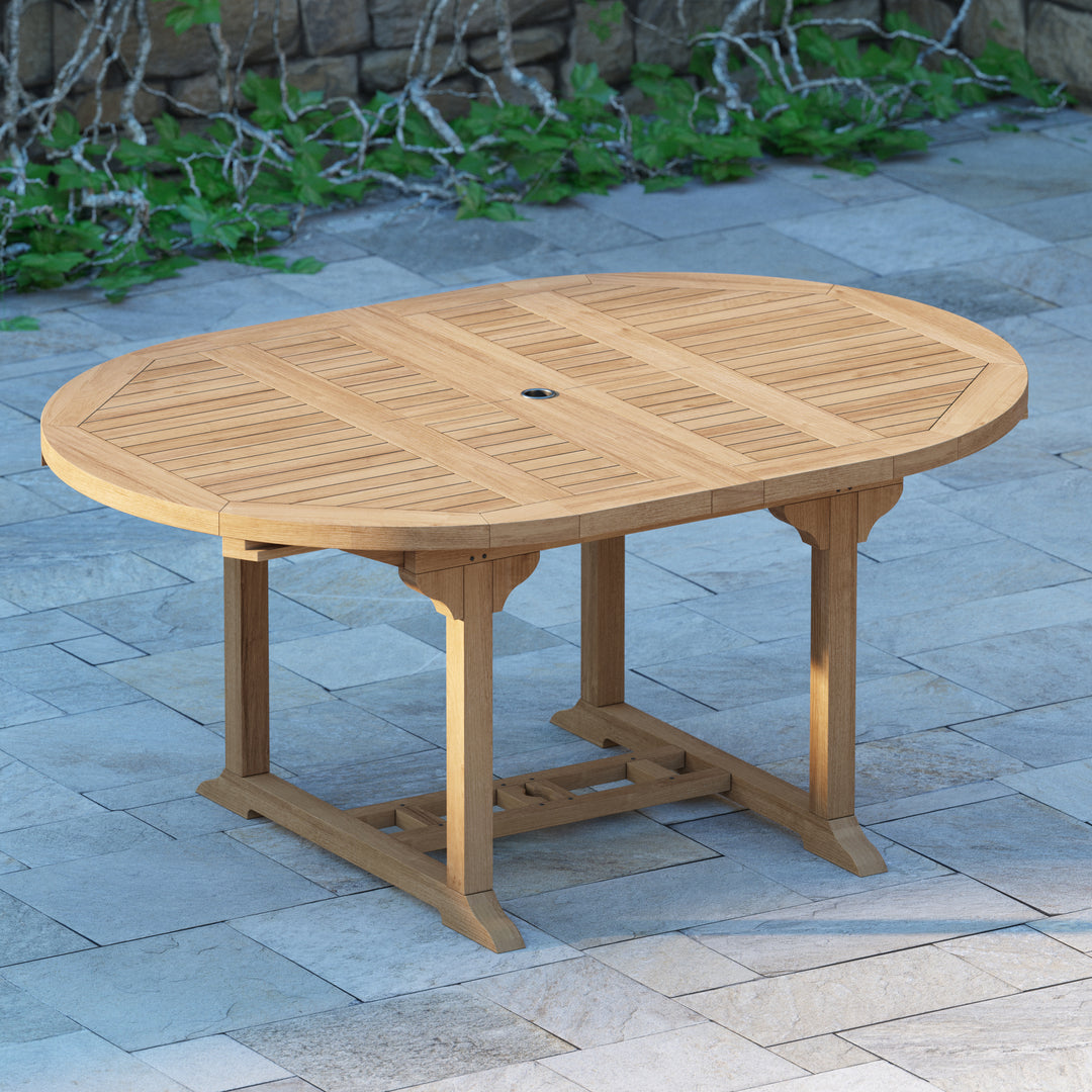 Teak Table 120-170cm Round to oval