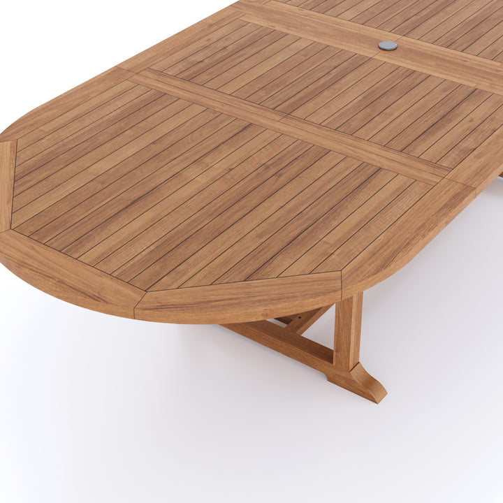 Close view of teak table