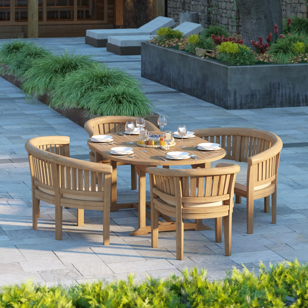 Teak garden set