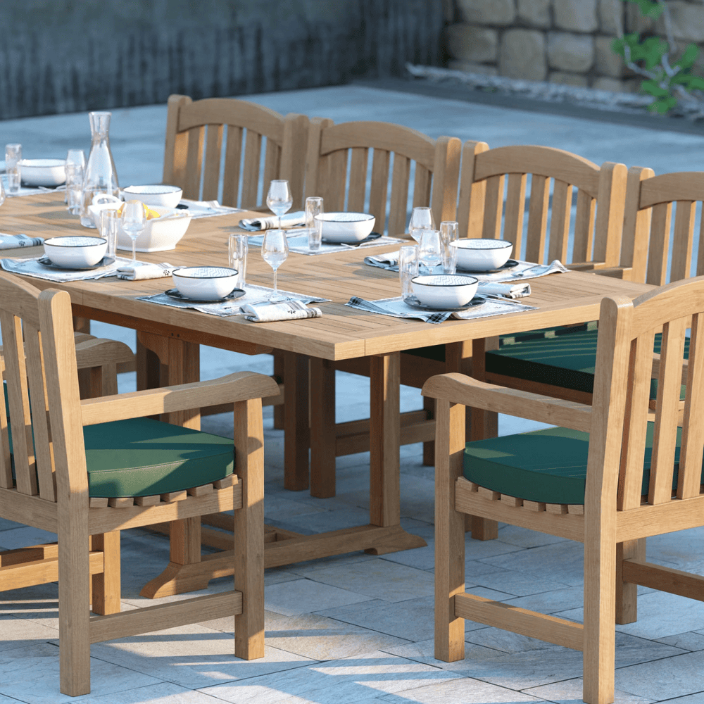 Teak garden table chairs