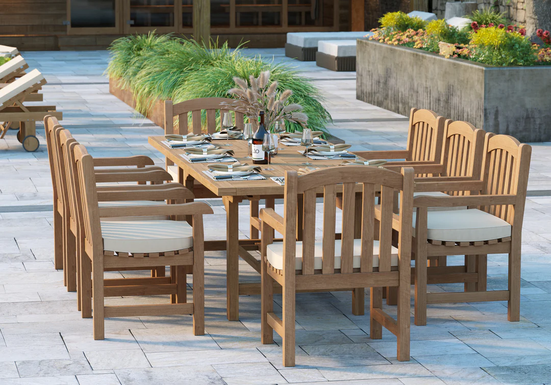 quiet luxury garden UK teak furniture  