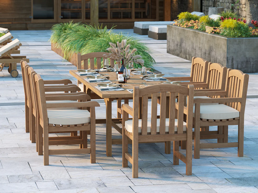 quiet luxury garden UK teak furniture  