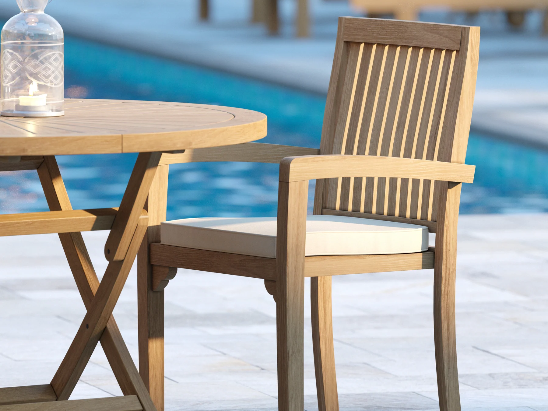 Teak garden chairs with arms