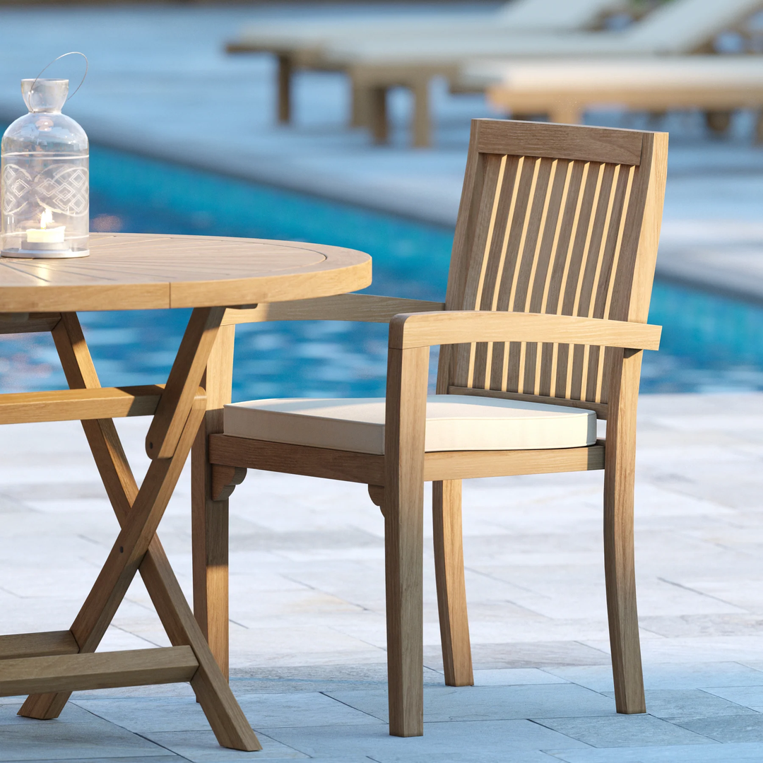 Teak garden chairs with arms
