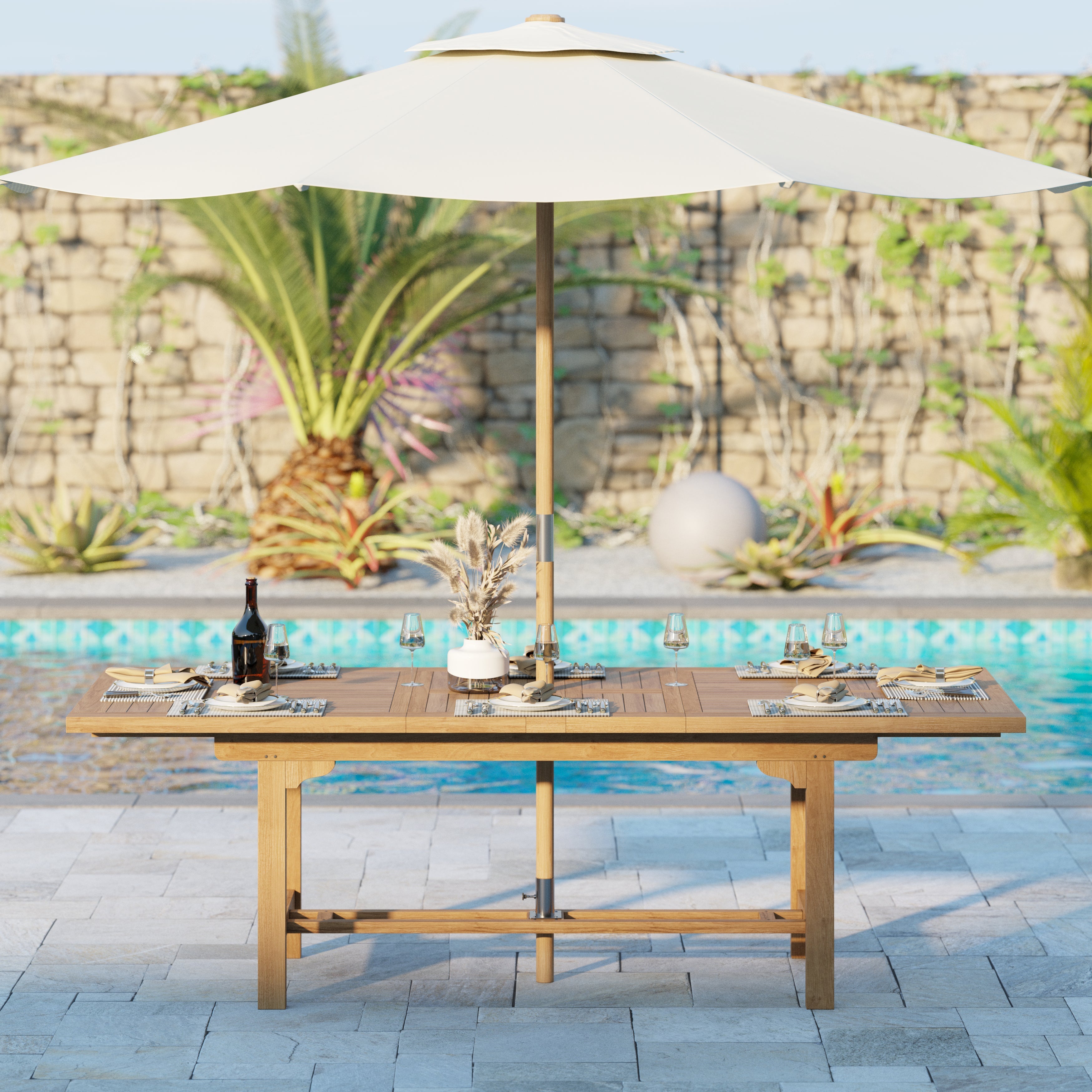 round teak garden table