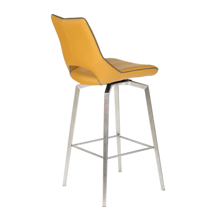 Mako Swivel Leather Effect Yellow Bar Chair