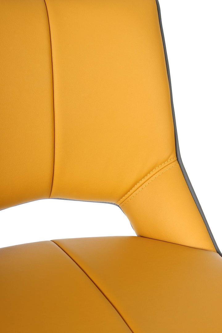 Mako Swivel Leather Effect Yellow Bar Chair