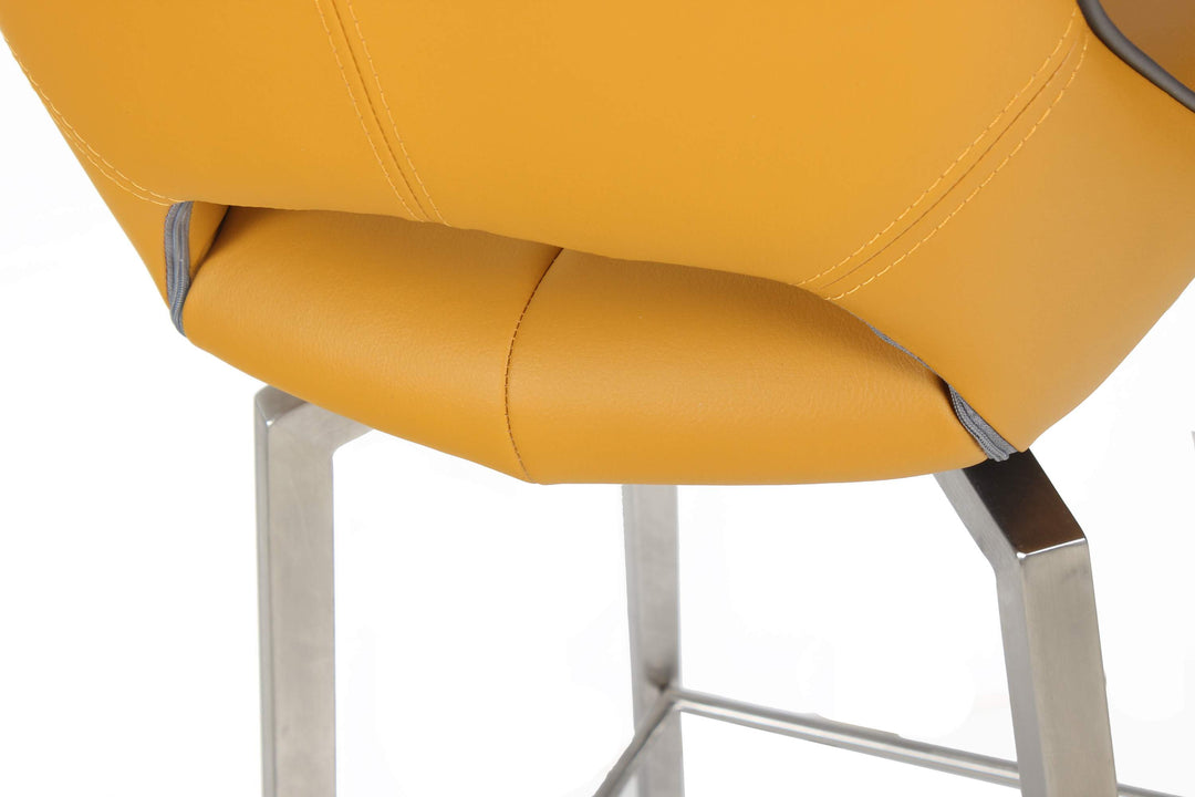 Mako Swivel Leather Effect Yellow Bar Chair