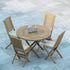 Sora Teak Set 120cm Spiral Folding Table (4 Hampton Folding Chairs) Cushions included.