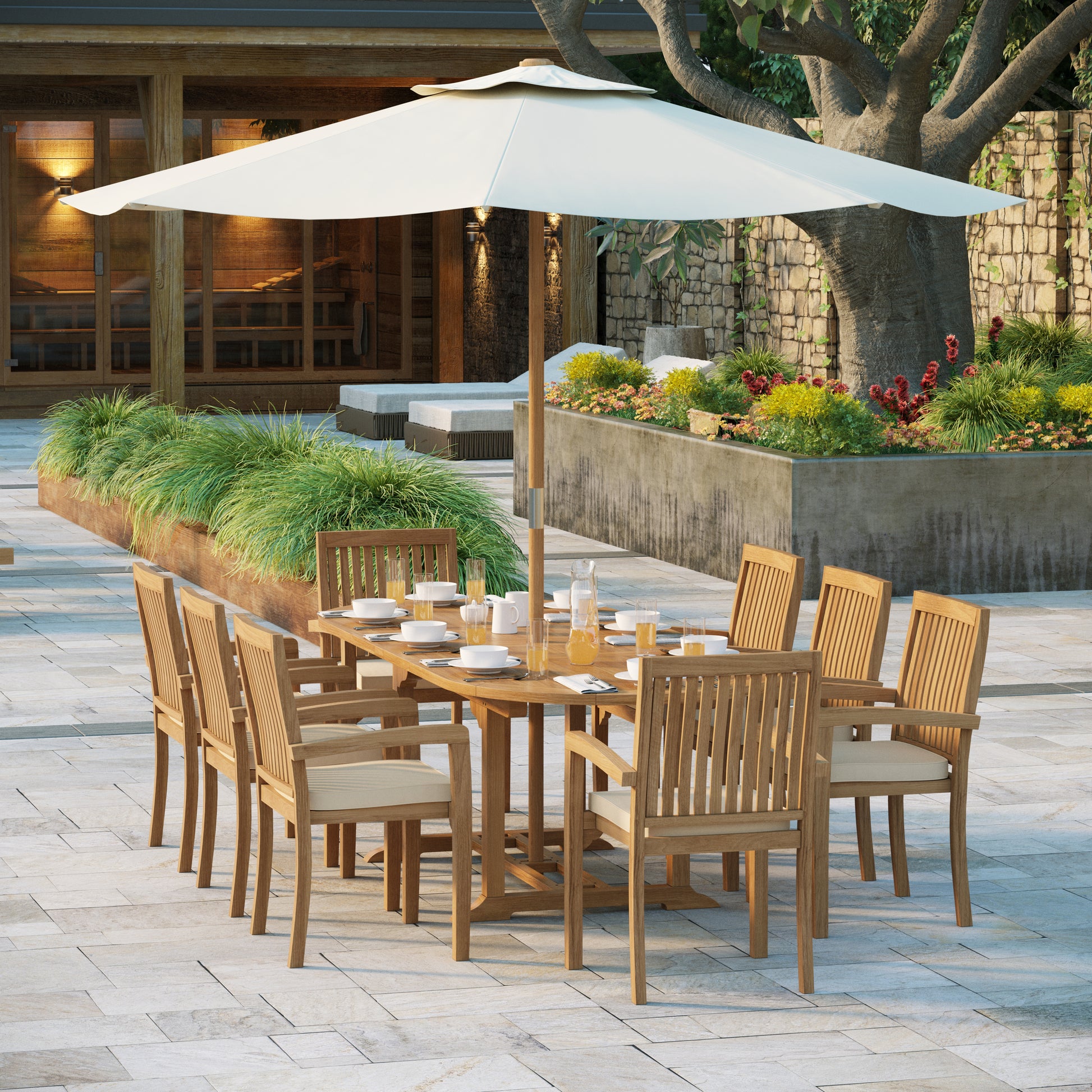 Luxury harpa teak dining set