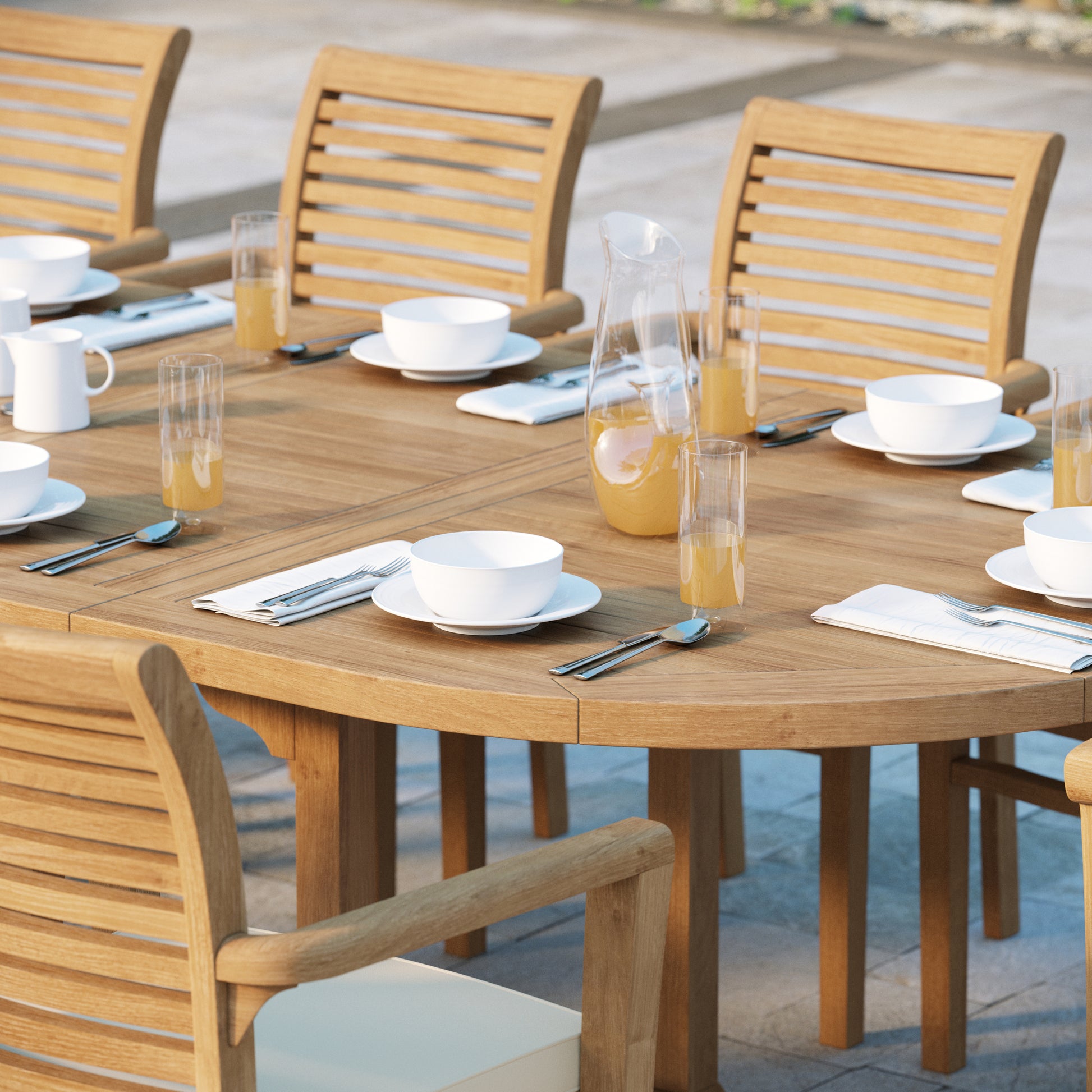 Close picture of teak garden dining set