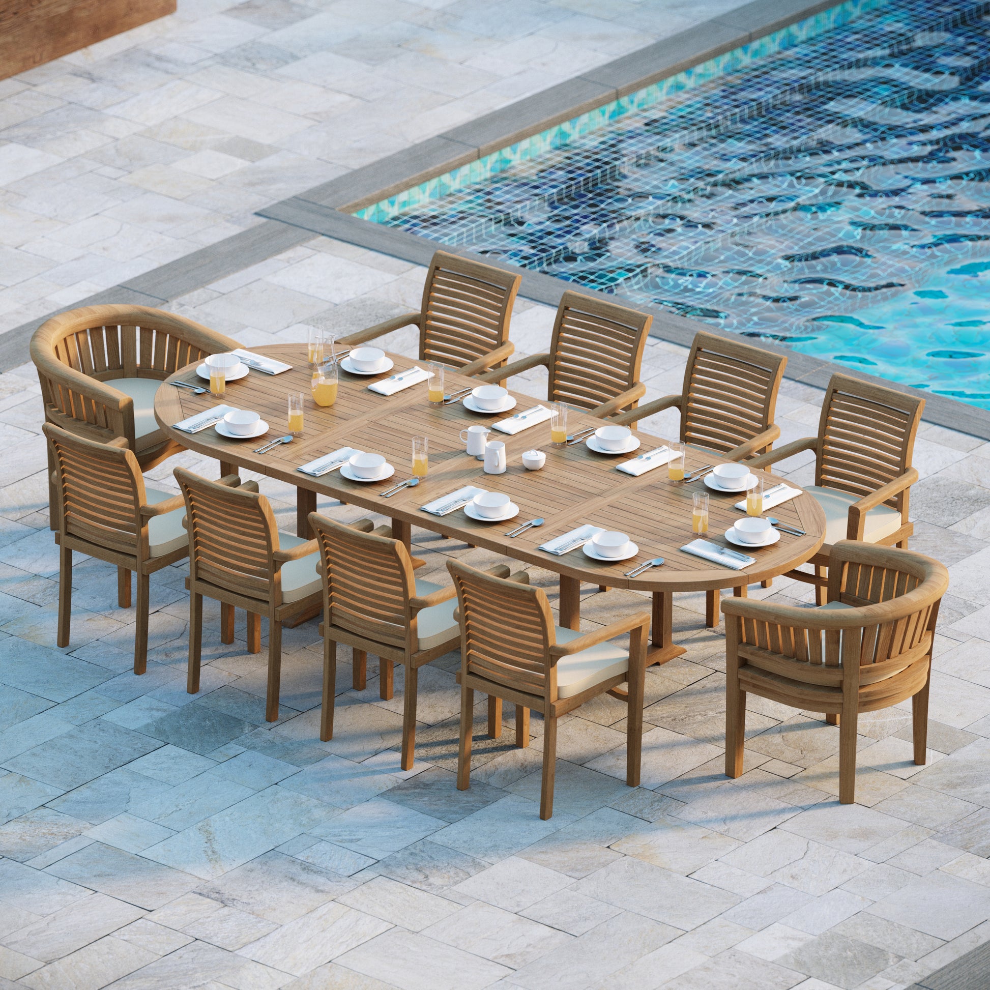 Teak outdoor dining table Milano set