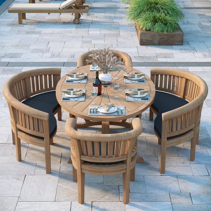 Monaco Teak Set 2m Sunshine table 4cm Top (with 2 San Francisco Chairs and 2 Benches) Cushions included.