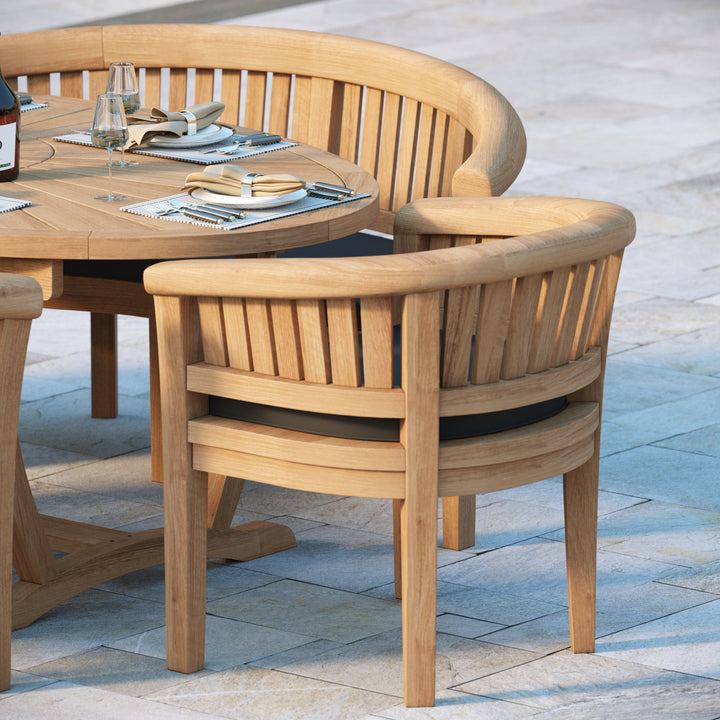 Monaco Teak Set 2m Sunshine table 4cm Top (with 2 San Francisco Chairs and 2 Benches) Cushions included.
