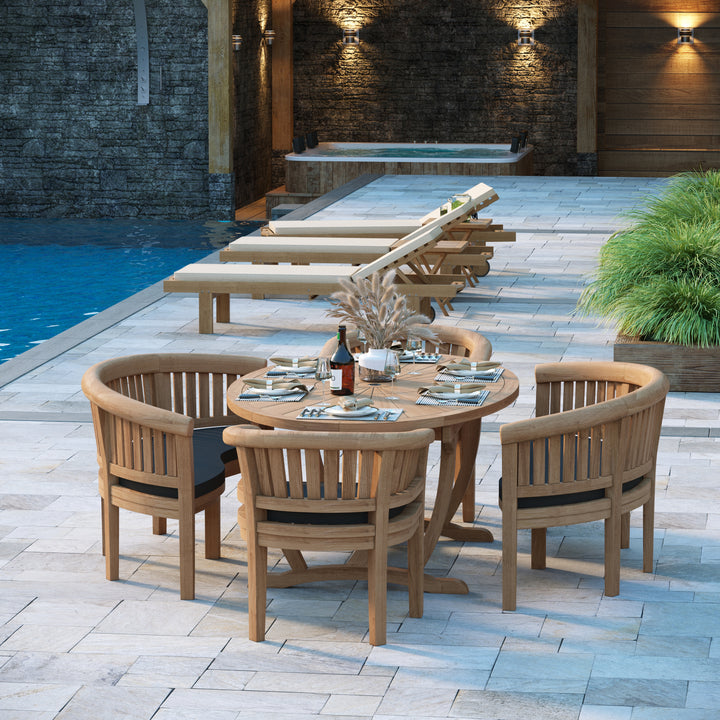 Monaco Teak Set 2m Sunshine table 4cm Top (with 2 San Francisco Chairs and 2 Benches) Cushions included.