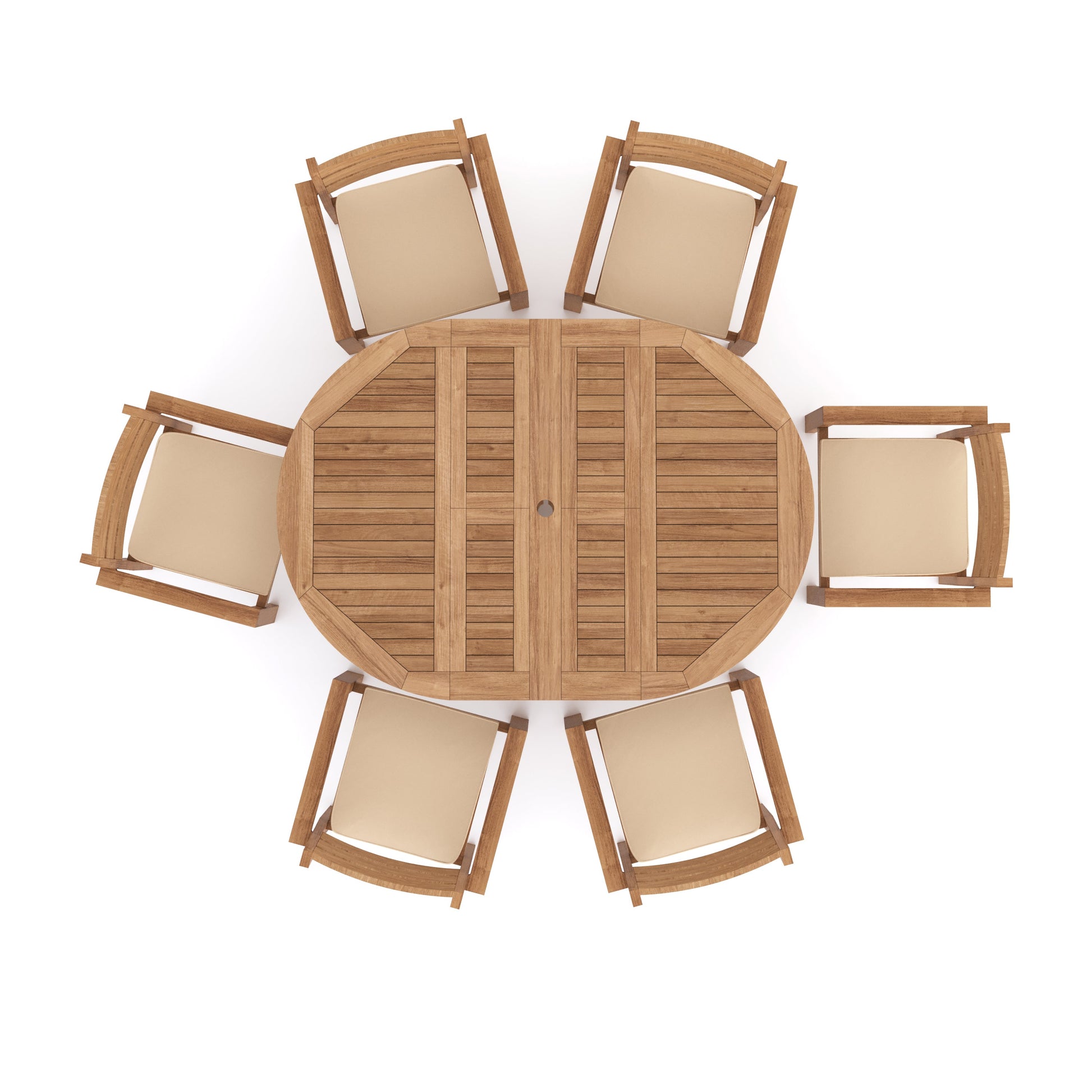 Top view of Teak outdoor dining set