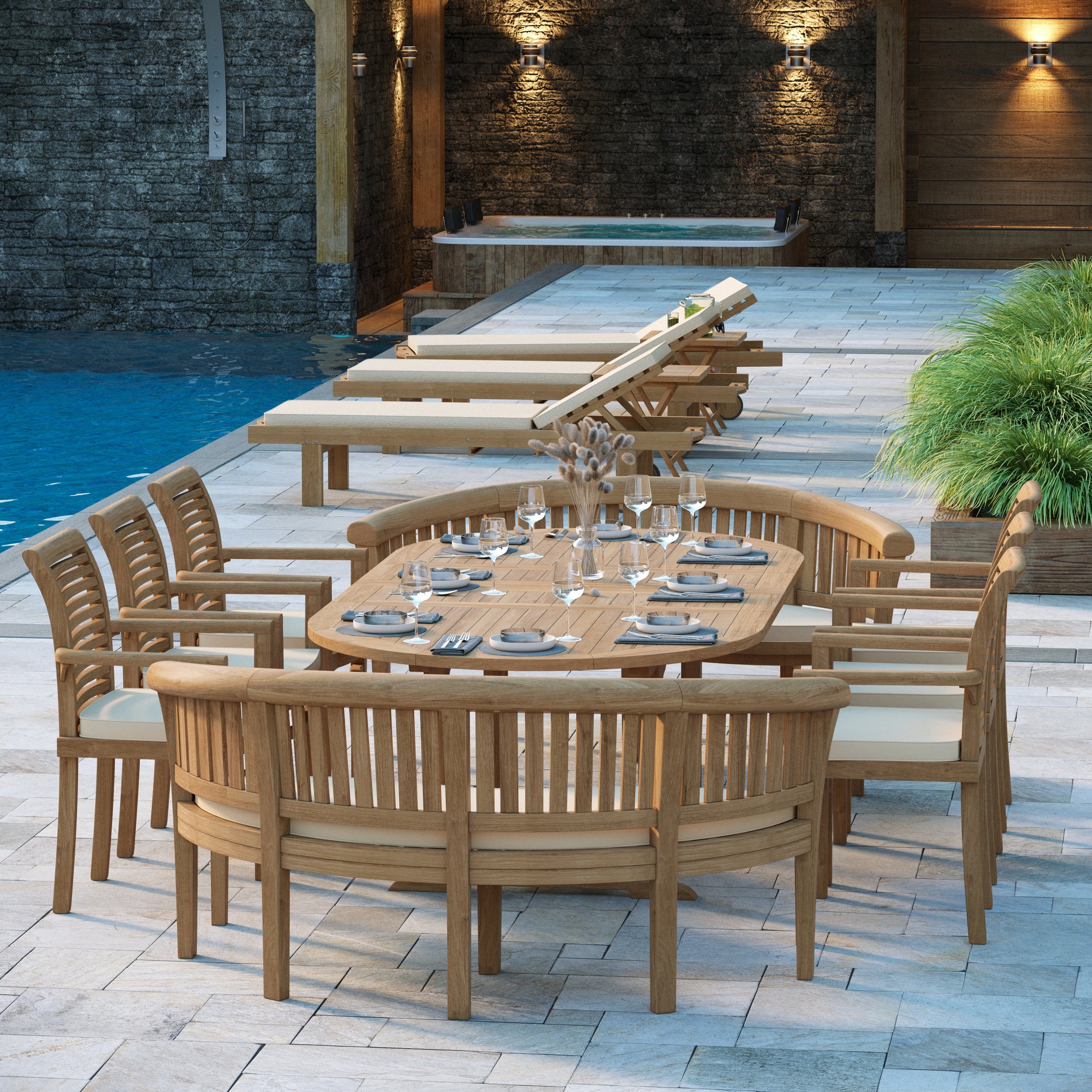extendable teak garden dining set