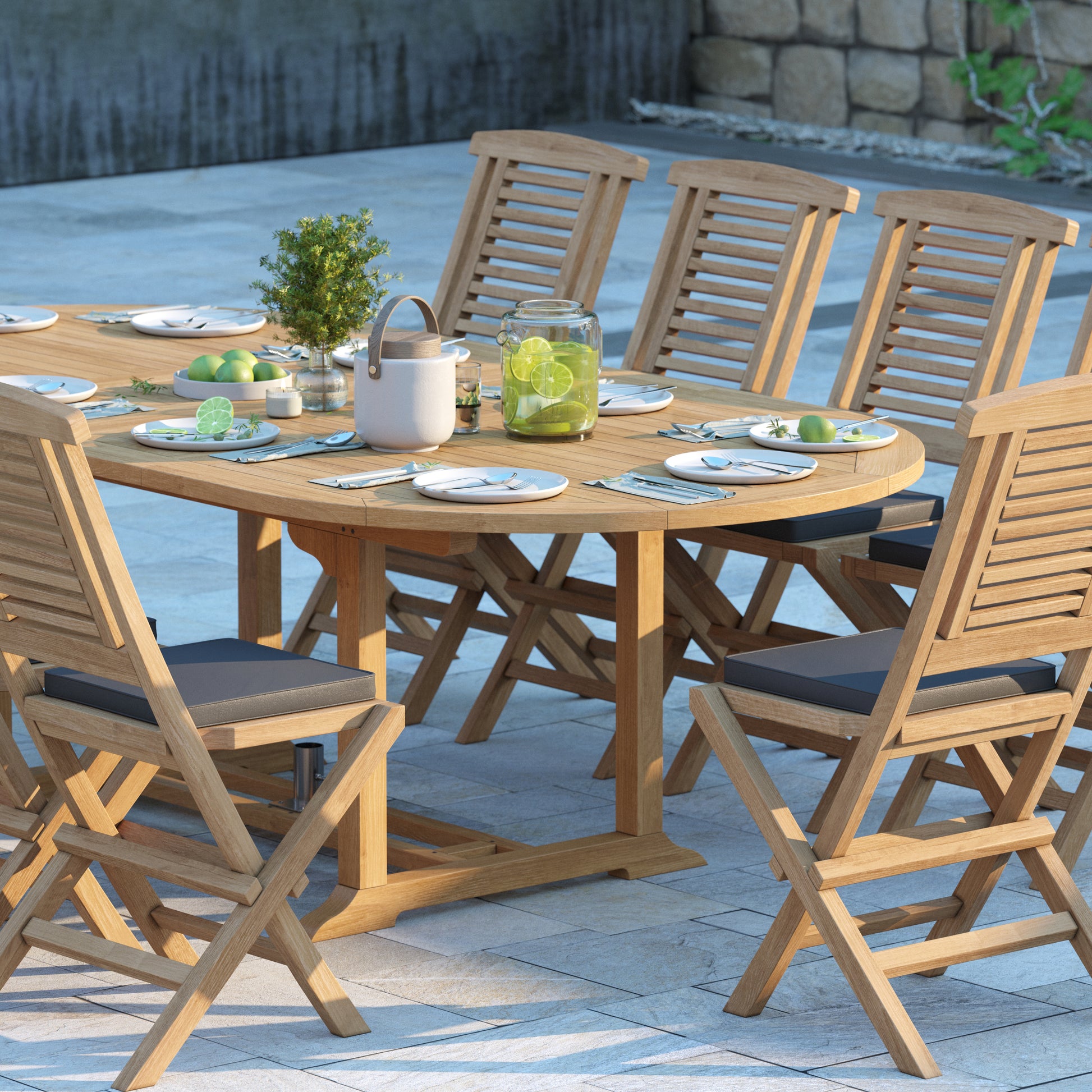  luxury folding teak chairs set