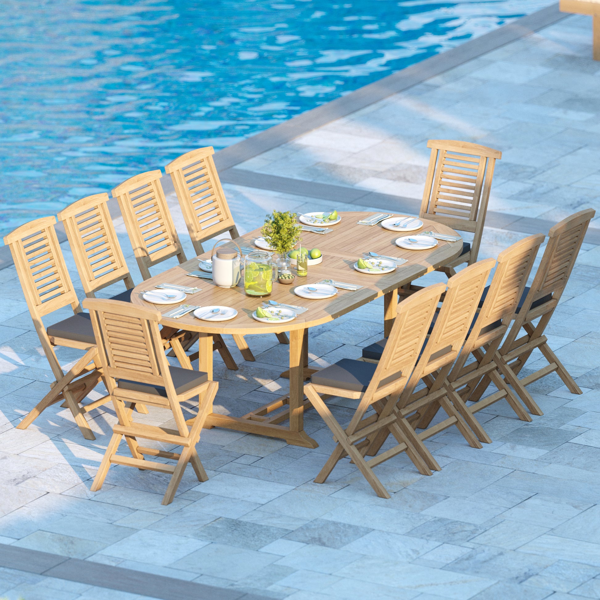  luxury folding teak chairs set 
