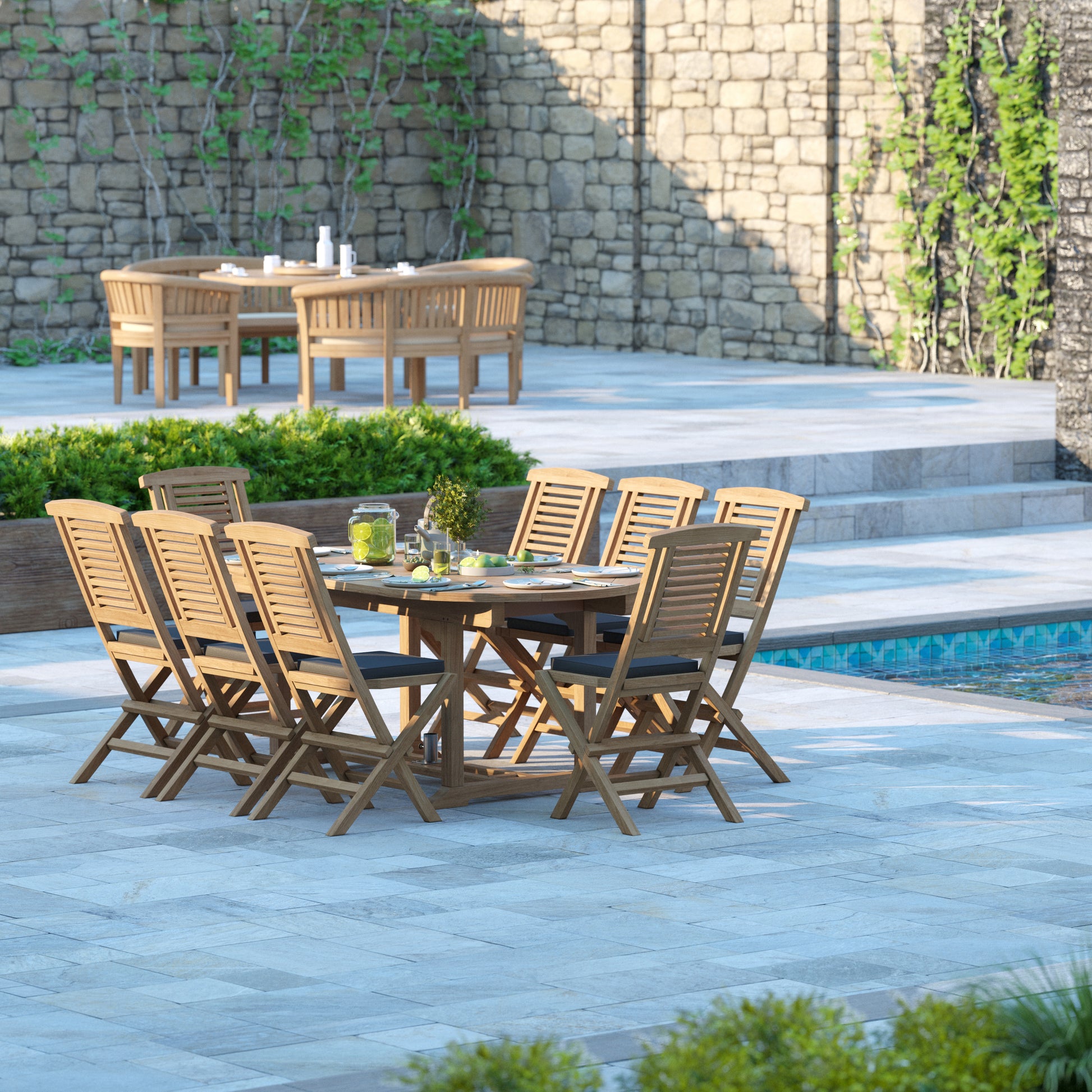 extendable teak garden dining set