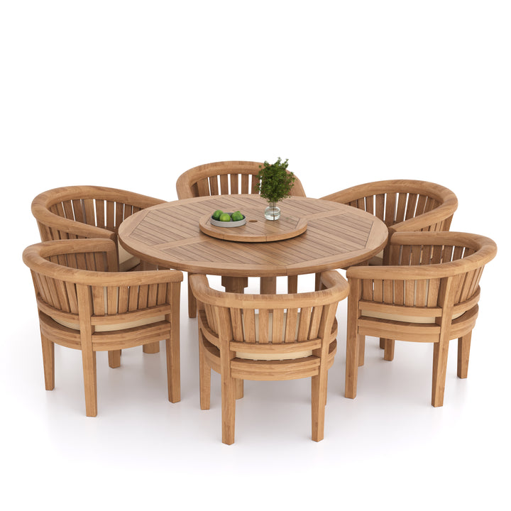 Nimes 150cm Maximus Round Table Table, 4cm Top (6 San Francisco Chairs) Cushions included.