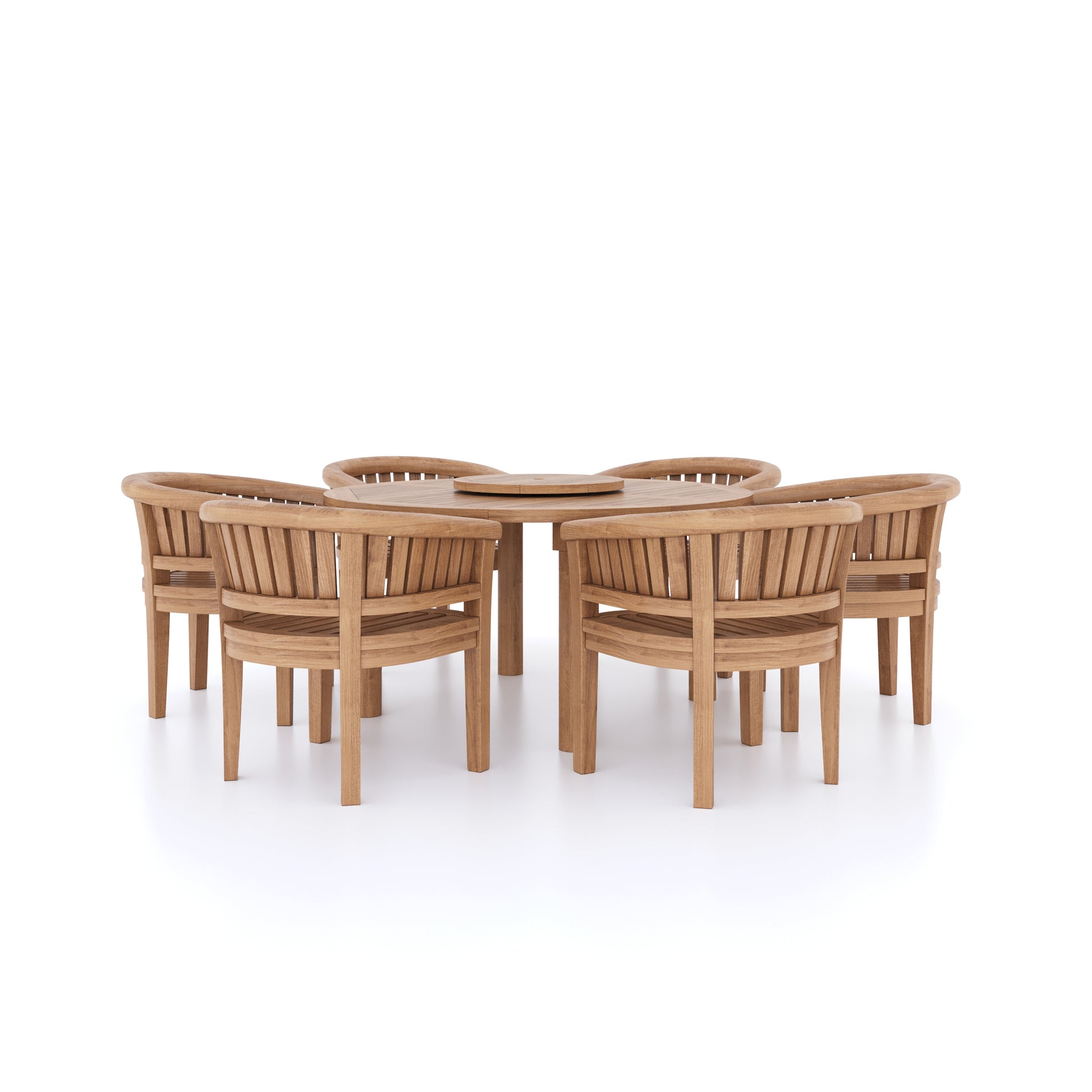 This is Eterna Homes sustainable teak garden furniture outdoor dining set consisting of our 150cm teak dining table, teak chairs and cushions. All of our teak wood is suitable for outdoor dining.