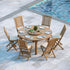 Altea Teak Set 150cm Maximus Round Table with 6 Hampton Folding Chairs (Cushions Included)