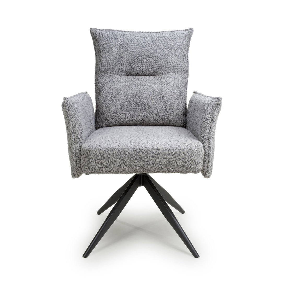 Dunmore Textured Chenille Effect Light Grey Swivel Chair (Pk of 2)