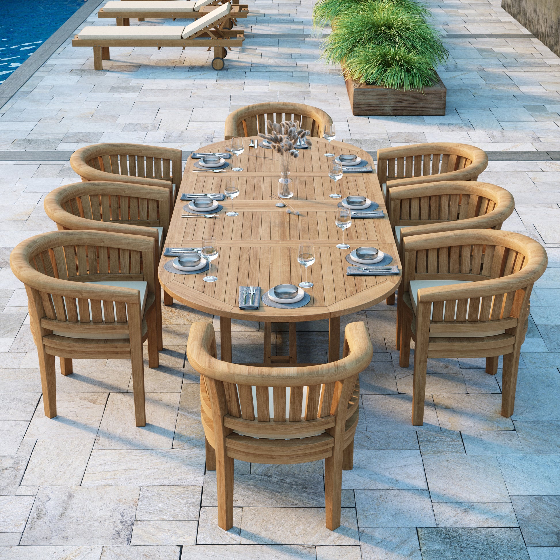 luxurious Valetta double leaf teak garden dining set