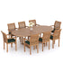180-240cm oval extending teak table with 8 stacking chairs and cushions 