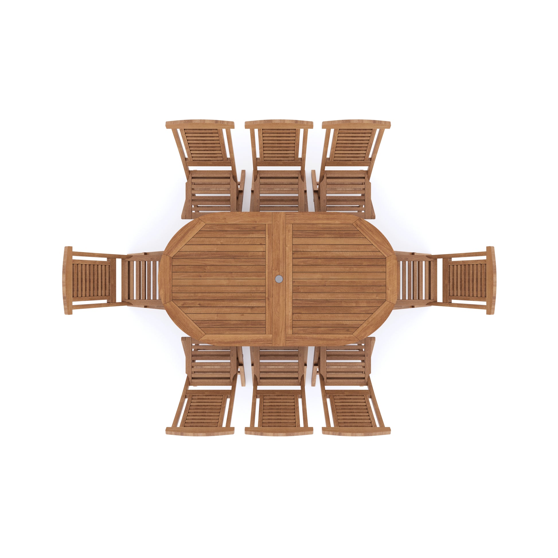 180-240cm oval teak table set with 8 hampton folding chairs