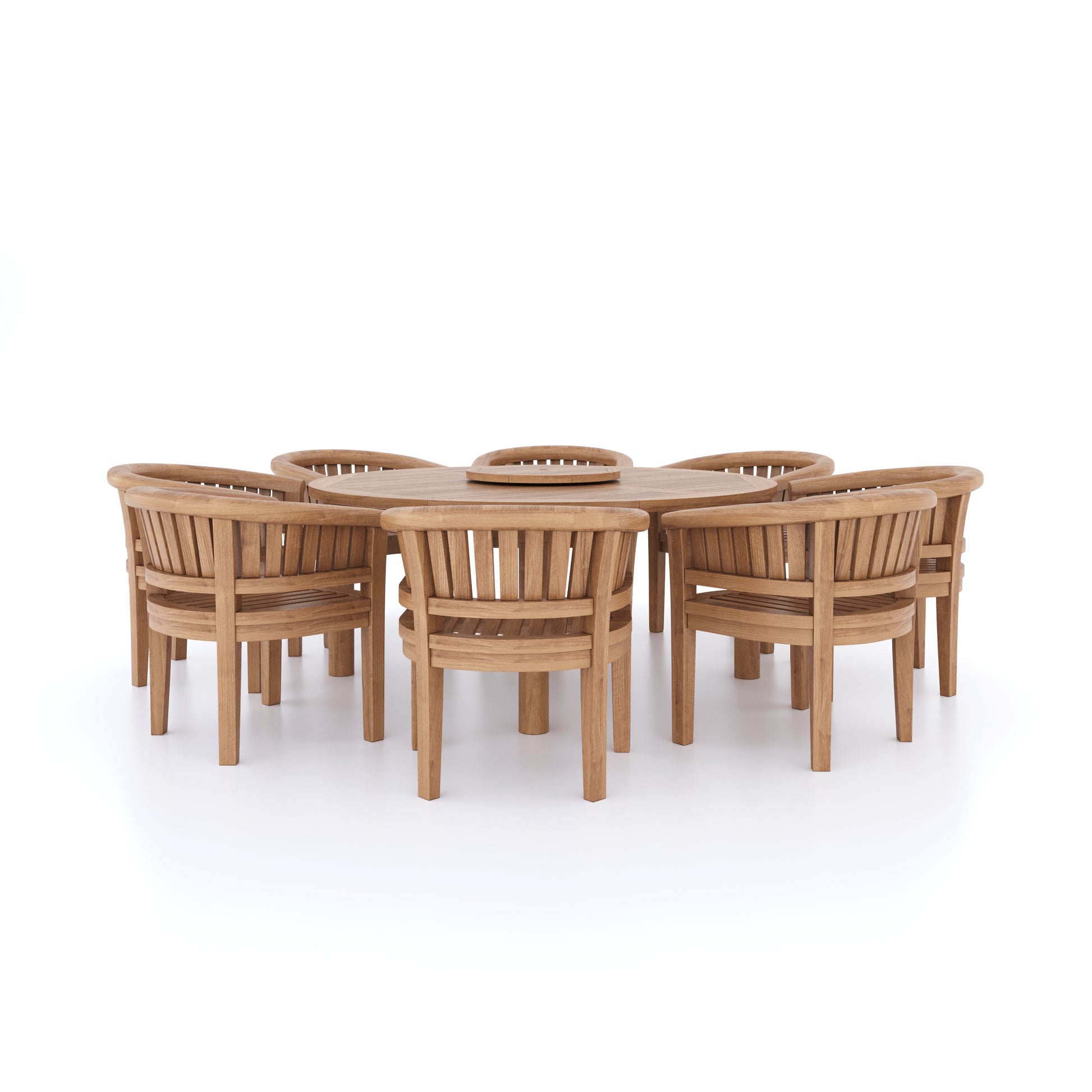 This is Eterna Homes sustainable teak garden furniture outdoor dining set consisting of our 180cm teak dining table, teak chairs and cushions. All of our teak wood is suitable for outdoor dining.