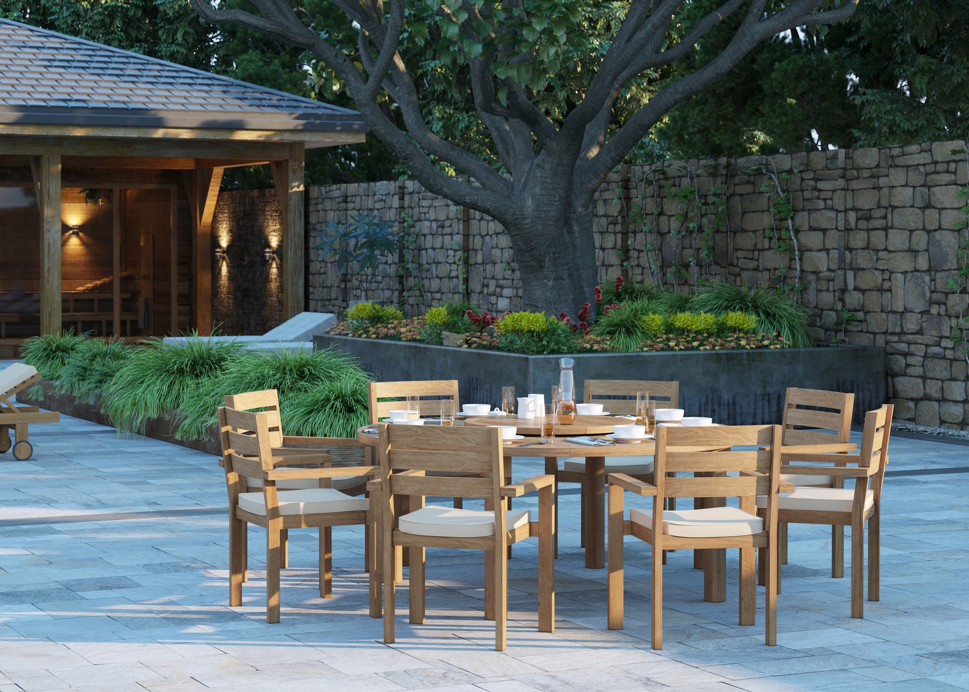 Teak table and chairs set