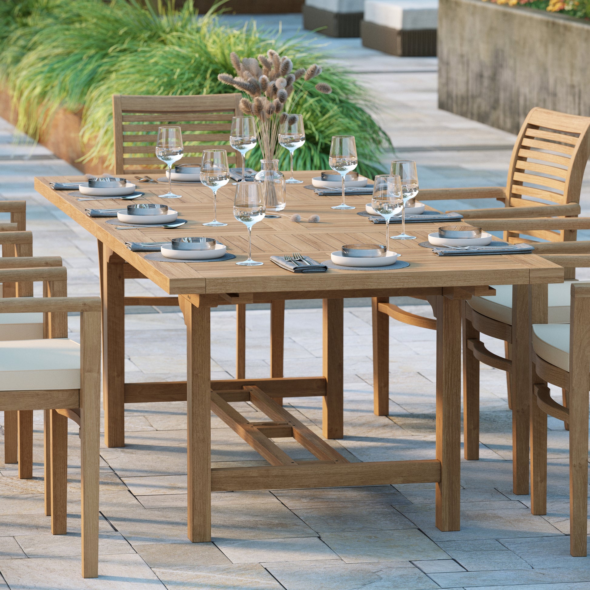 Teak garden dining table