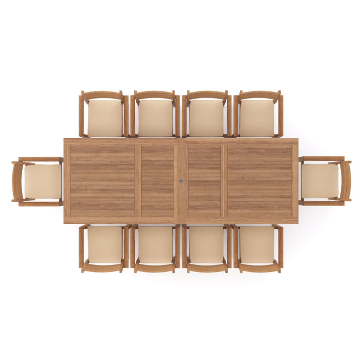 Mylor Teak Set 200-300cm Rectangle table with 10 Marlow chairs + Cushions