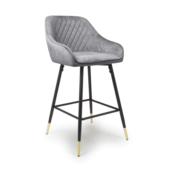 Savanna Brushed Velvet Grey Bar Stool