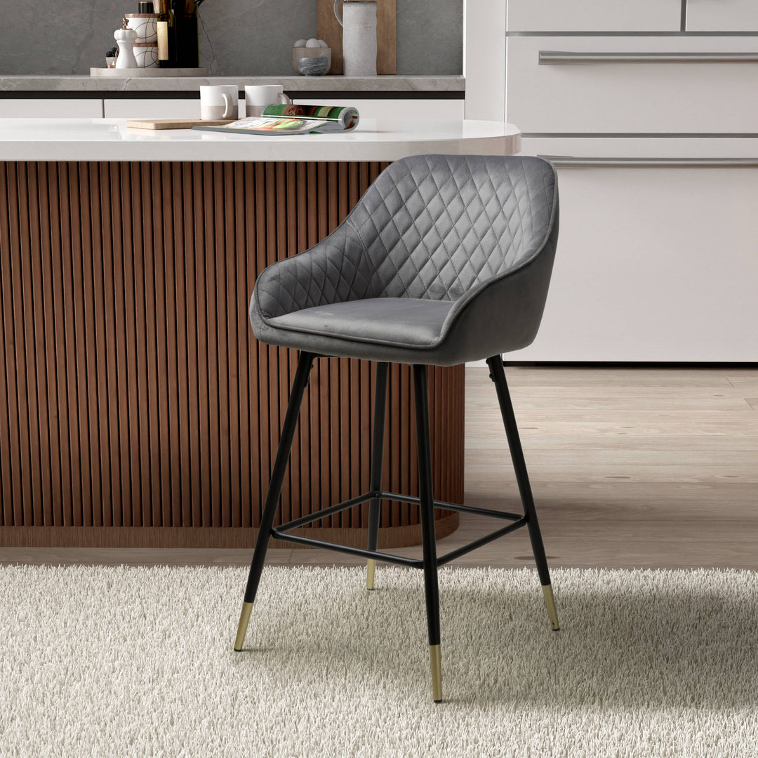 Savanna Brushed Velvet Grey Bar Stool