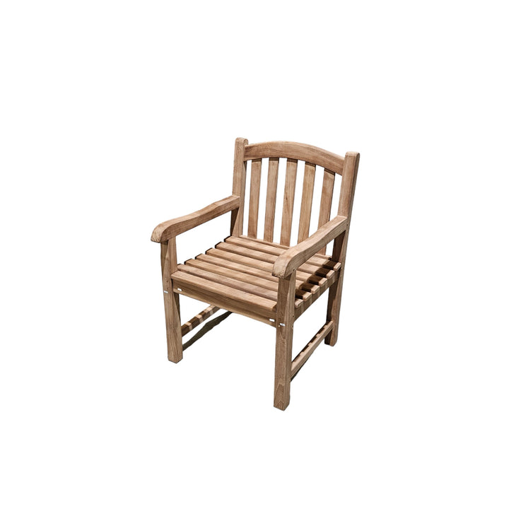 This is Eterna Homes sustainable teak garden furniture outdoor dining chairs, consisting of our durable teak stacking chairs and cushions. All of our teak wood is suitable for outdoor dining. 