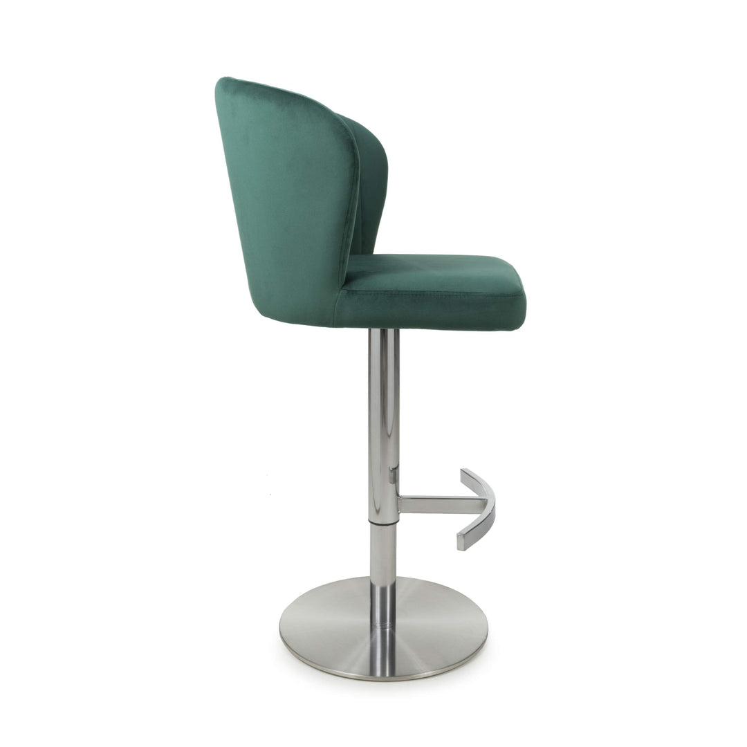 Sigma Brushed Velvet Green Bar Stool