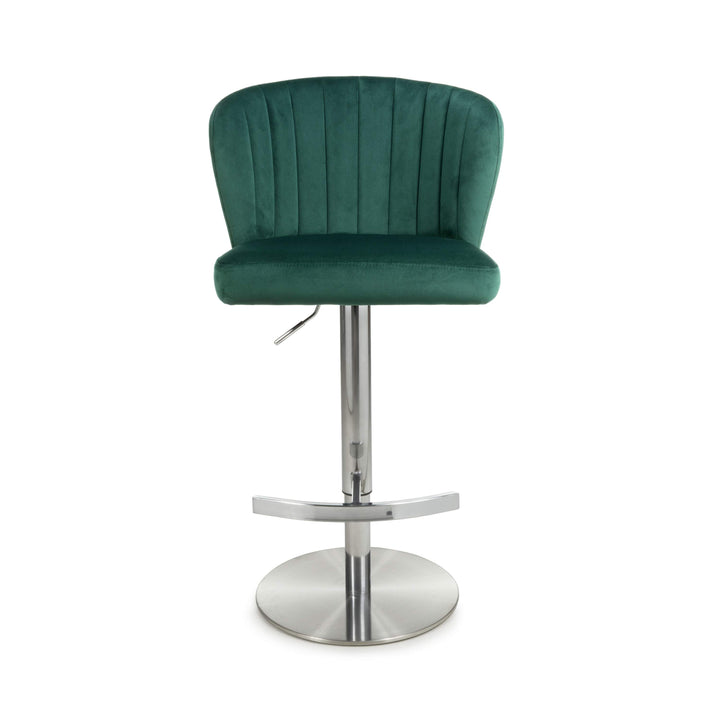 Sigma Brushed Velvet Green Bar Stool