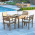 Teak Set 90cm Square Table (4 Marlow Stacking Chairs) Cushions included