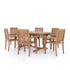 This is Eterna Homes sustainable teak garden furniture outdoor dining set consisting of our 2m teak dining table, teak chairs and cushions. All of our teak wood is suitable for outdoor dining. 
