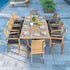 Madrid Teak Set 200-300cm Rectangle Extending Table 4cm Top with 10 Oxford Stacking Chairs