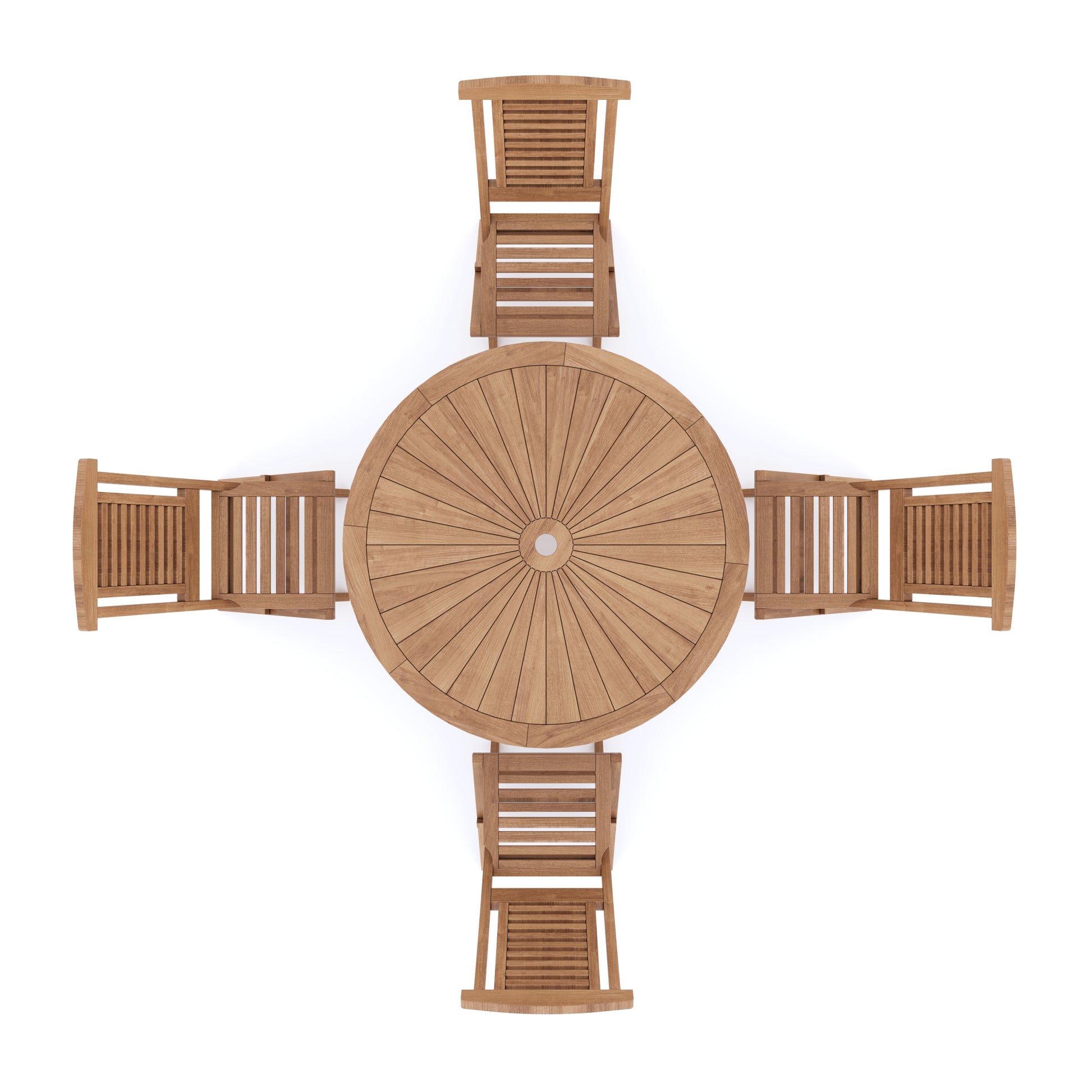 Top view of Teak  Sunshine Folding Table (4 Folding Chairs) 