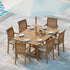 Teak Square to Rectangle 120-170cm Extending Table 4cm Top  with 6 Oxford Stacking Chairs